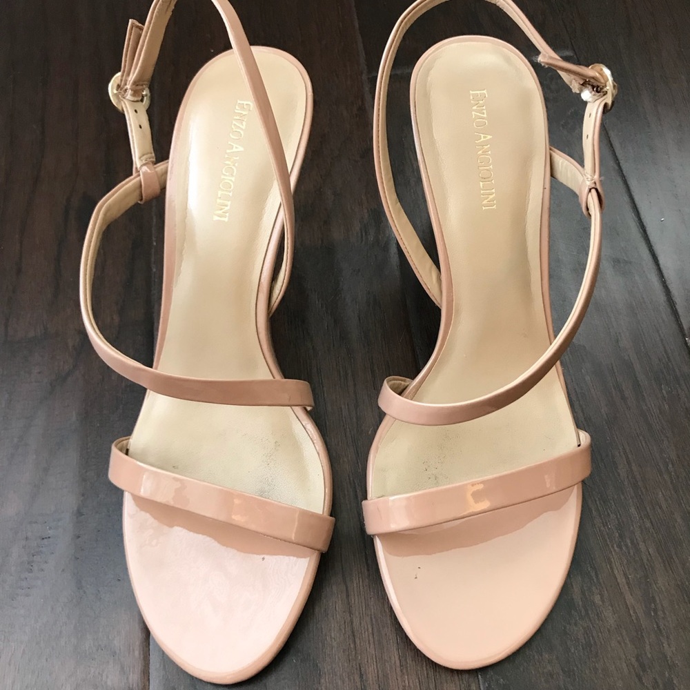 Enzo nude patent heels